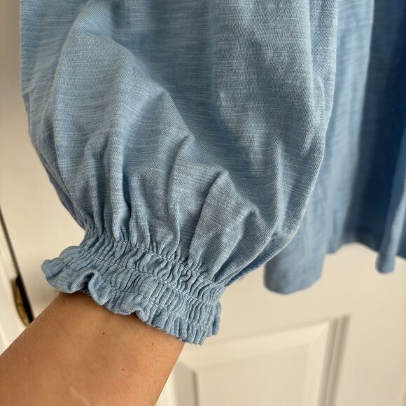 STYLE & CO. WOMENS TOP EMBROIDERED BLUE LONG SLEVEE PULLON COTTON SIZE 1X, 2X,3X - Picture 8 of 8